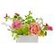 14'' Pink and Yellow Artificial Roses and Peony Floral Arrangement in Planter